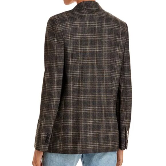 Theory Piazza Wool Blend Double Breasted Plaid Blazer/Jacket Size 6 - Picture 5 of 16